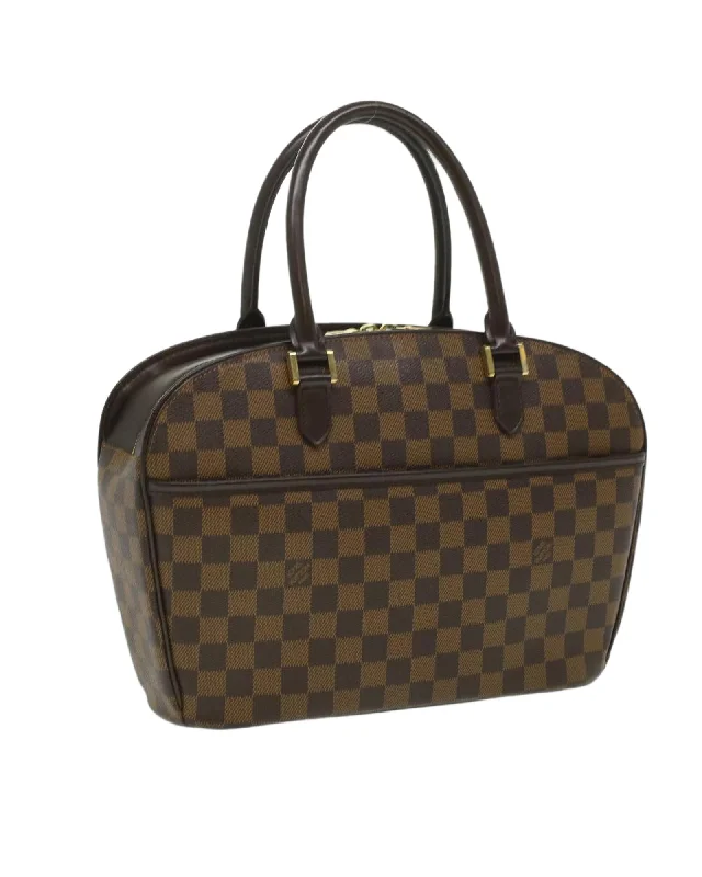 Best handle bags with leather and suede mix for a stylish and durable choice-Damier Ebene Sarria Horizontal Hand Bag