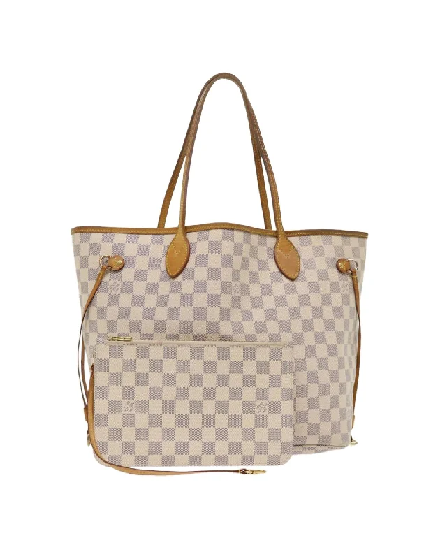 Handle bags with large front pockets for quick and easy access to essentials-Durable Damier Azur Tote Bag with Pouch Accessory