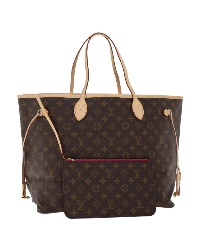 Handle bags with metallic accents for a touch of glamour and shine-Classic Monogram Tote Bag with Dust Bag and Pouch