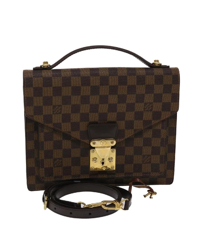 Best handle bags with luxurious, genuine leather for a sophisticated and timeless style-Damier Ebene Hand Bag with Shoulder Strap