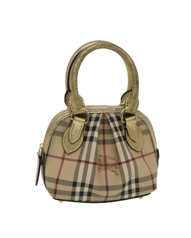 Elegant handle bags with minimalist designs for a sophisticated, chic look-Checkered PVC Leather Hand Bag with Gold Accents