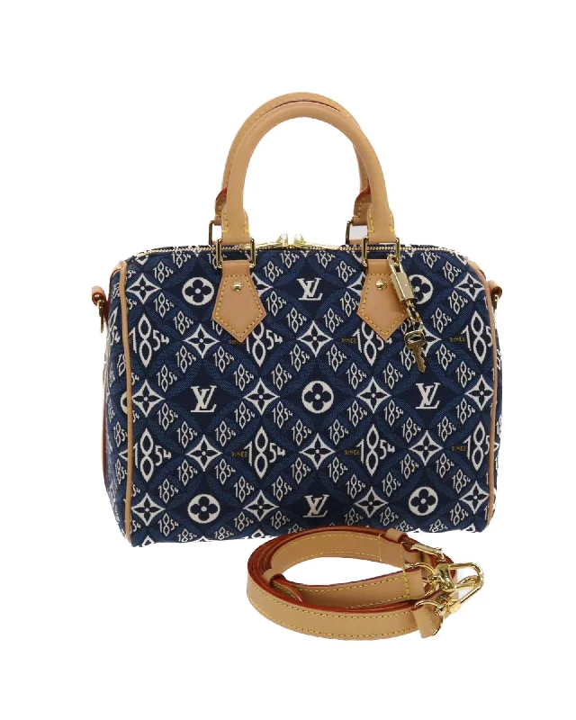 Best handle bags with crossbody options for an additional hands-free carrying option-Blue Monogram Canvas Hand Bag with Shoulder Strap - M57400