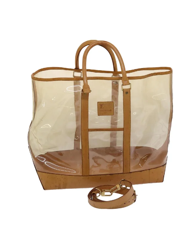 Handle bags with soft suede material for a plush and refined appearance-Clear Vinyl Tote Bag with Shoulder Strap and Accessory