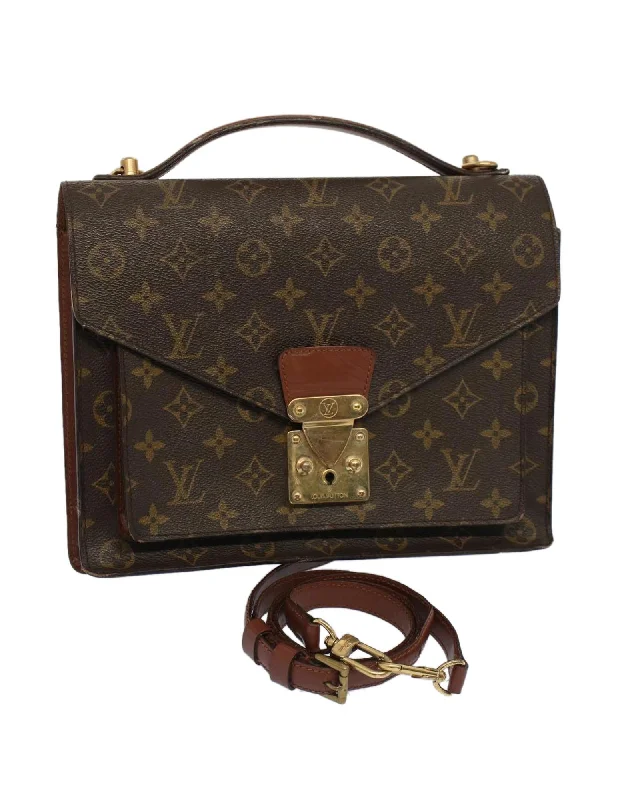 Handle bags with metallic accents for a touch of glamour and shine-Monogram Canvas Hand Bag with Shoulder Strap - Pre-owned