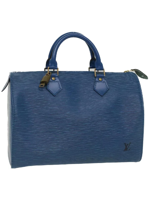 Handle bags with gold-tone accents for a luxurious and eye-catching appearance-Blue Epi Leather Handbag with Gold Hardware