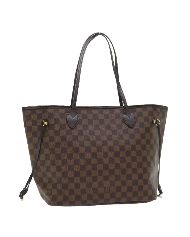 Handle bags with contemporary metal accents for a sleek and polished finish-Authentic Damier Ebene Neverfull MM Tote Bag