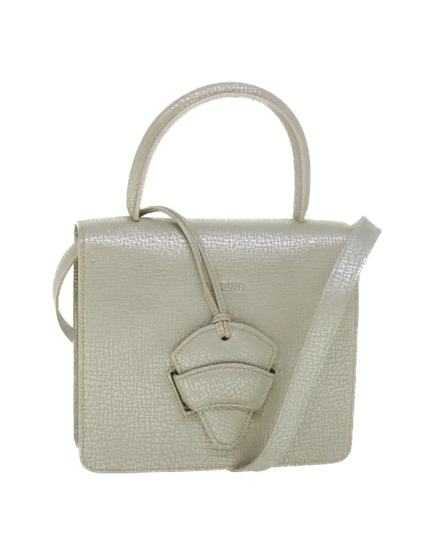 Best handle bags with sophisticated color-blocking for a modern and trendy look-Silver Leather Hand Bag with Shoulder Strap