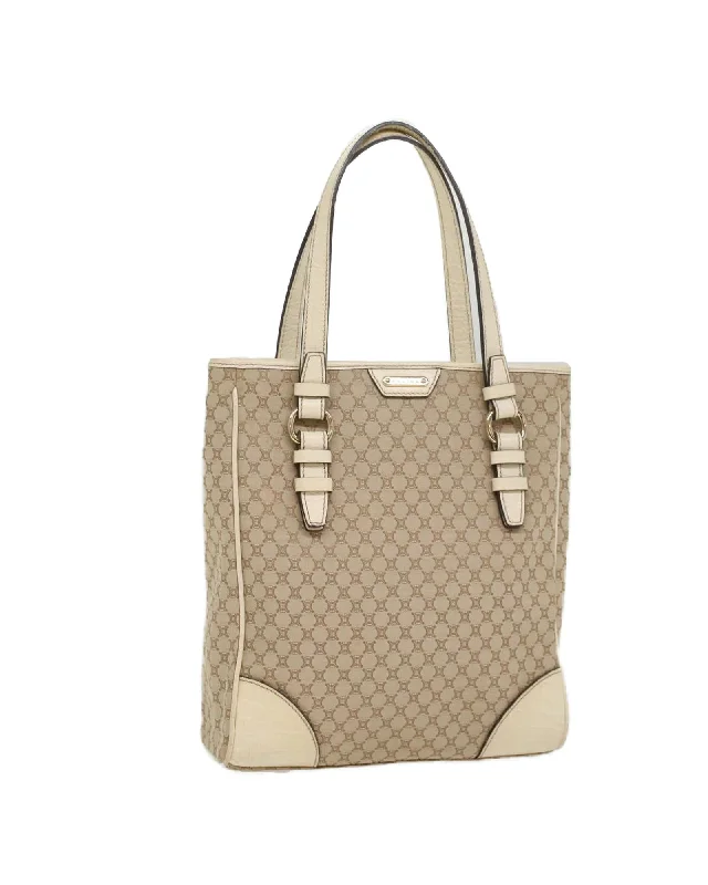 Handle bags with vibrant, patterned fabrics for a fun and energetic appearance-Beige Macadam Canvas Tote Bag - Pre-owned