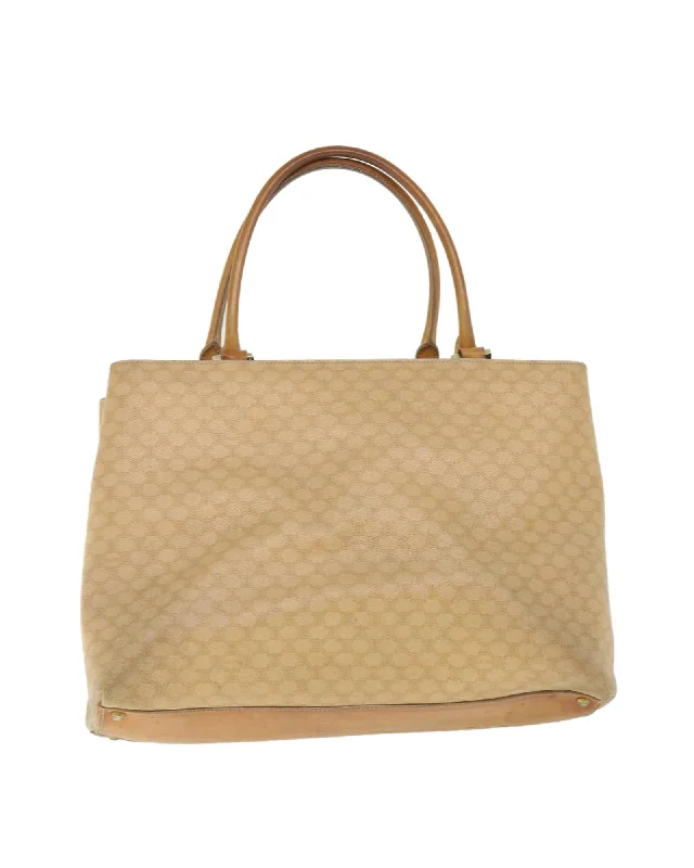 Stylish handle bags with clear PVC designs for a modern, transparent look-Beige Macadam Canvas Tote Bag with PVC Leather