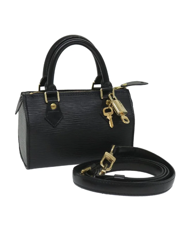 Handle bags with faux leather for a cruelty-free and affordable alternative-Epi Mini Speedy Hand Bag 2way SPO - Black