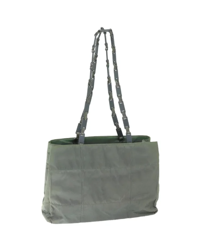 Handle bags with bold hardware for an edgy, statement-making design-Gray Nylon Tote Bag by a Luxury Designer