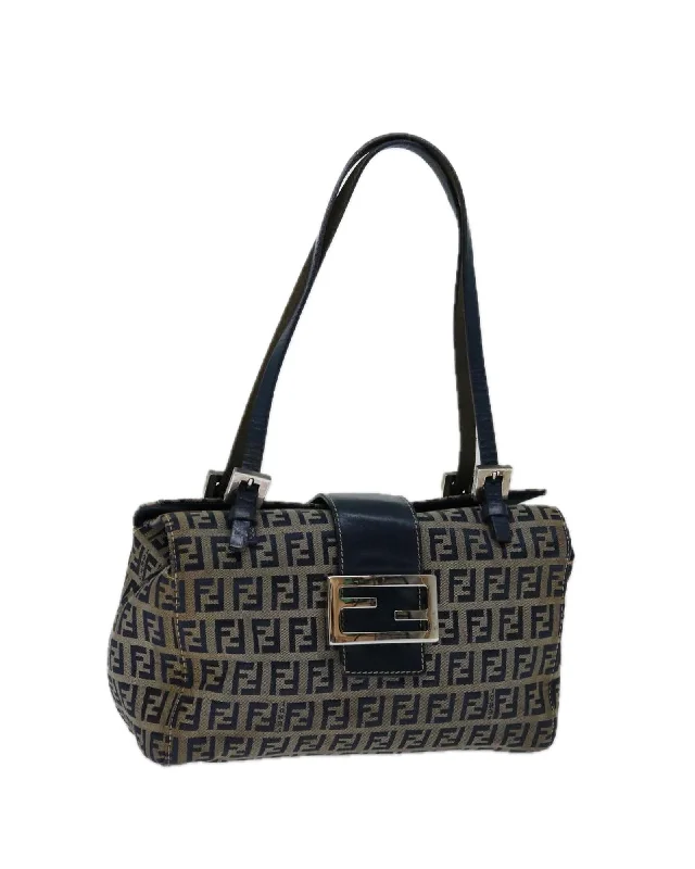 High-quality handle bags with gold accents for a luxurious, polished finish-Navy Canvas Hand Bag with Zucchino Pattern