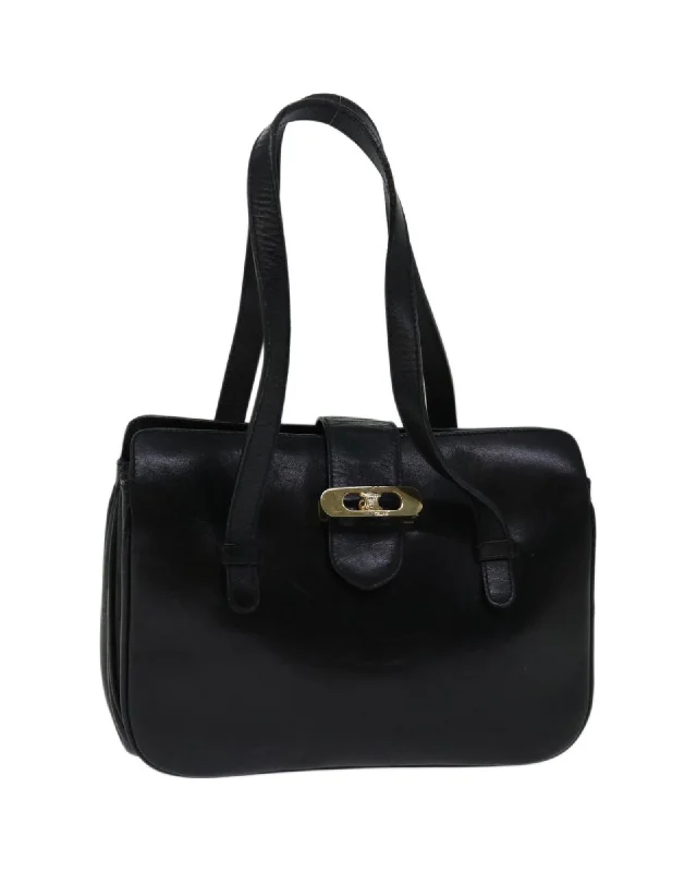 Handle bags with minimal embellishments for a clean and simple aesthetic-Authentic Black Leather Hand Bag by Celine