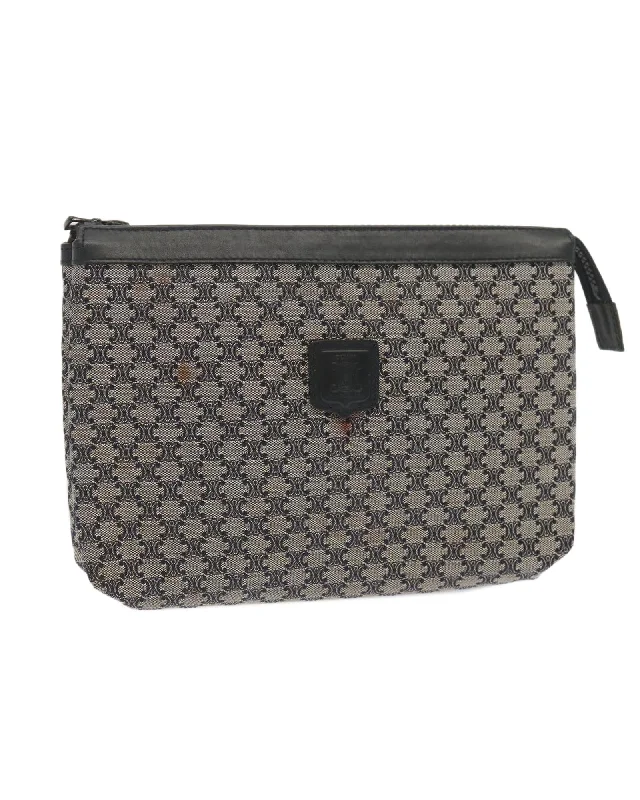 Elegant handle bags with crocodile texture for a luxurious and exotic appearance-Navy Macadam Canvas Clutch Bag