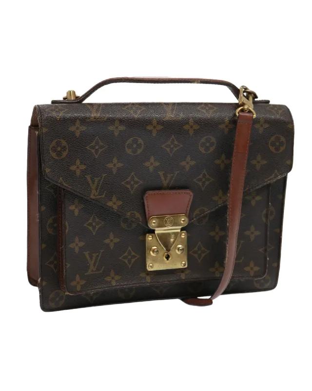 Handle bags with quilted patterns for a timeless, classic design-Monogram Canvas Hand Bag with Shoulder Strap - Authentic LV