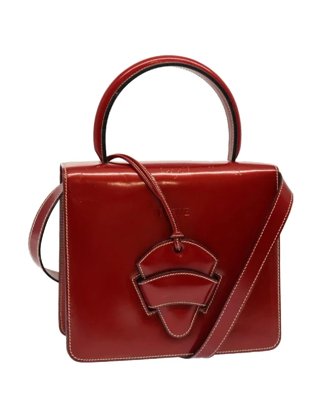 Best handle bags with sophisticated color-blocking for a modern and trendy look-Red Patent Leather 2-Way Hand Bag