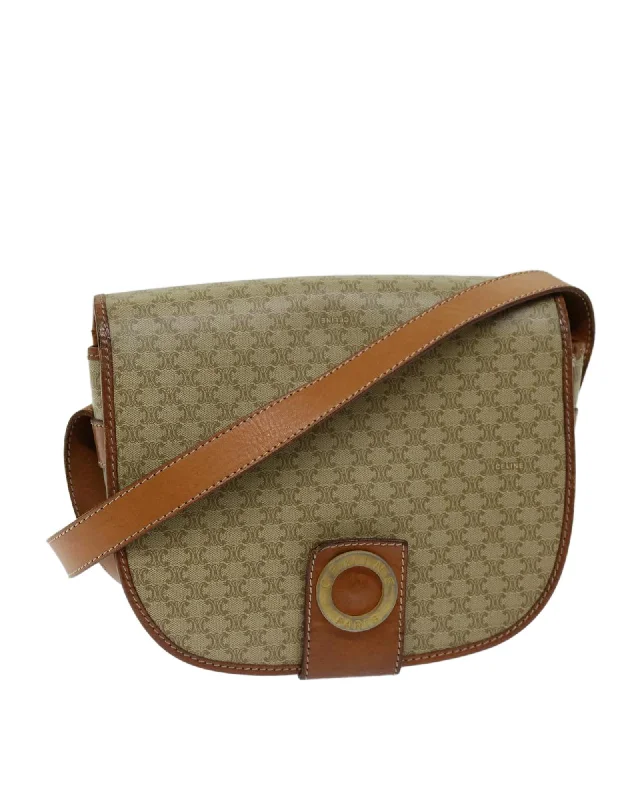 Best handle bags with pebble leather for a textured and durable finish-Beige Macadam Canvas Shoulder Bag with Adjustable Strap - Pre-owned