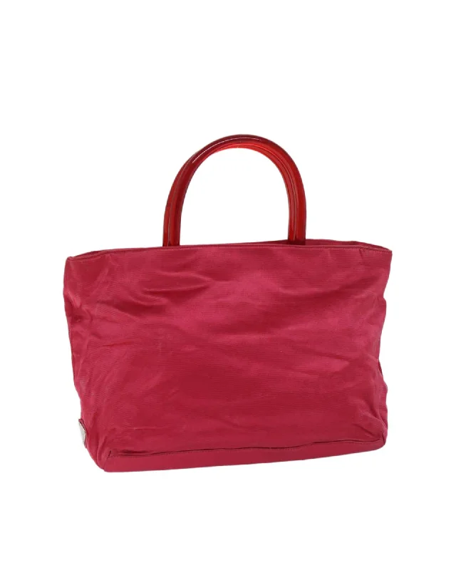 Handle bags with sleek, smooth leather for a polished and professional look-Red Satin Hand Bag - Prada