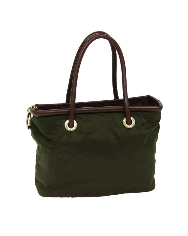 Handle bags with oversized designs for a bold, fashion-forward silhouette-Khaki Nylon Hand Bag with Accessories - Rank C