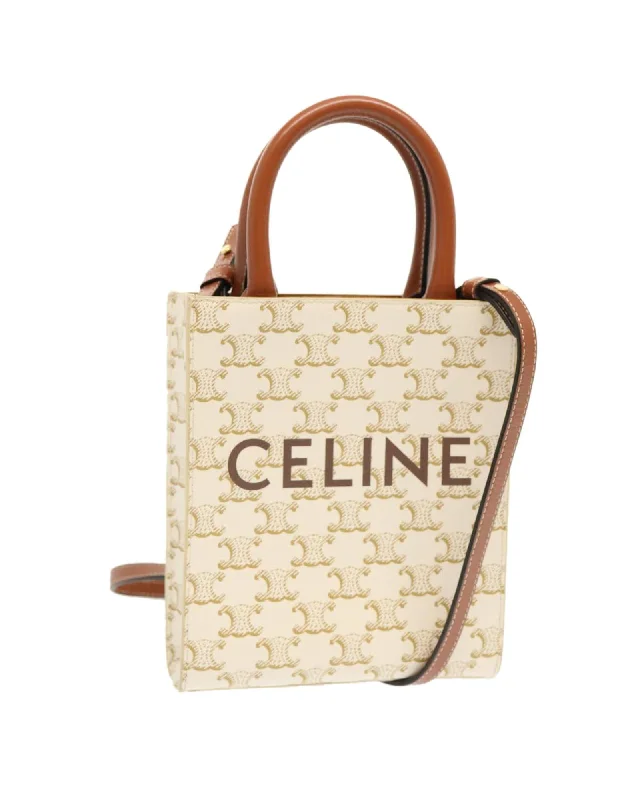 Best handle bags with fabric handles for a soft, comfortable carrying experience-Canvas Mini Hand Bag with Shoulder Strap by Celine - White