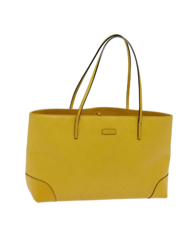 Handle bags with gold-tone accents for a luxurious and eye-catching appearance-Yellow Leather Diamante Tote Bag - Authentic Italian Designer