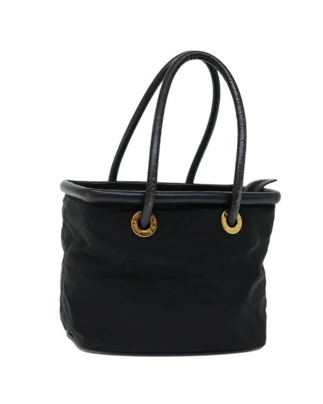 Best handle bags with contrasting trim for a modern and edgy style-Black Nylon Hand Bag - Authentic CELINE