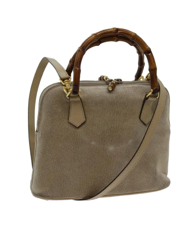 Best handle bags with woven straw materials for a light and summer-ready look-Suede 2-Way Hand Bag with Shoulder Strap