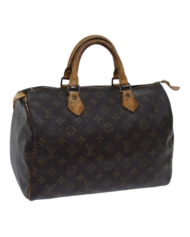 Handle bags with leather accents for a chic and classic look-Monogram Canvas Hand Bag with Accessories and Serial No.