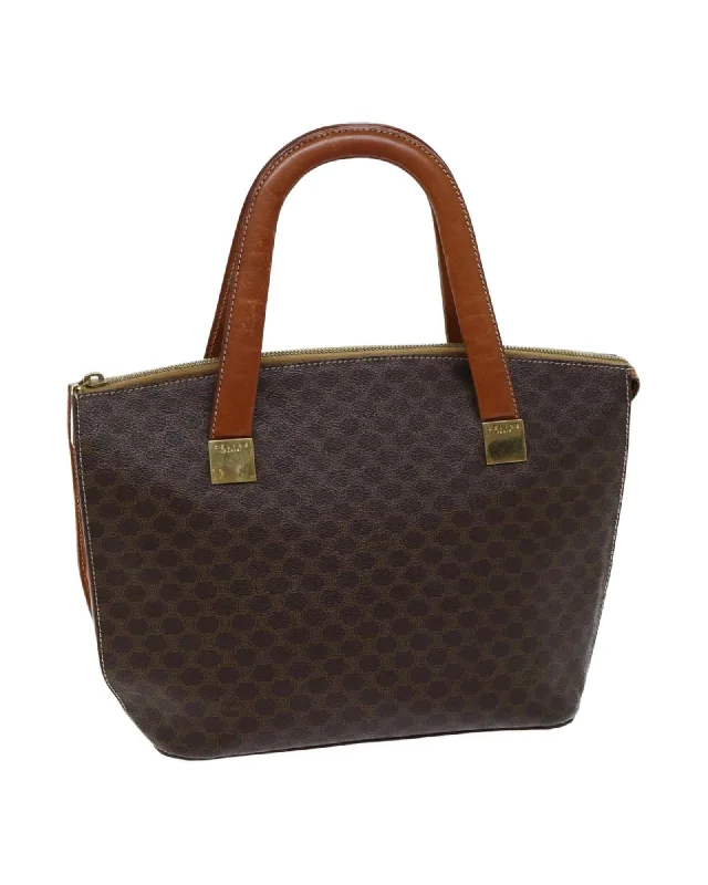 Best handle bags with adjustable handles for customized comfort and fit-Canvas Brown Hand Bag with PVC Leather Accents