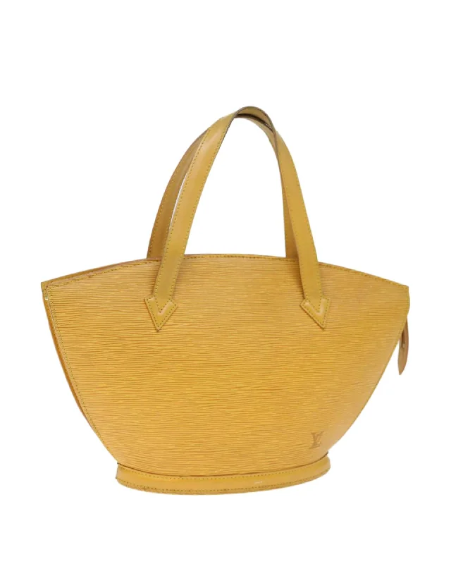 Handle bags with faux leather for a cruelty-free and affordable alternative-Epi Leather Yellow Hand Bag with Metal Fittings and Rubbing Stains