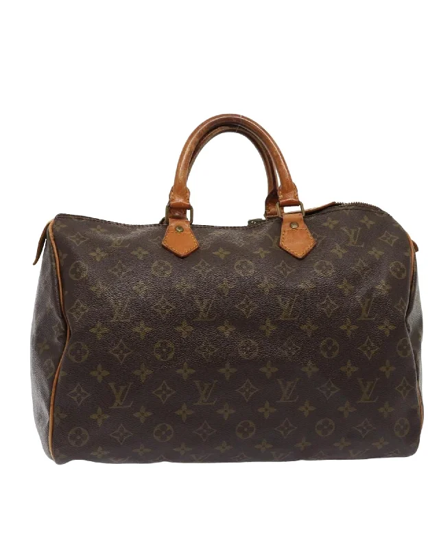 Tote bags with vintage vibes for nostalgia -Monogram Canvas Speedy 35 Hand Bag