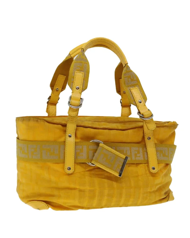 Best handle bags with sophisticated color-blocking for a modern and trendy look-Canvas Yellow Hand Bag - Italian Made