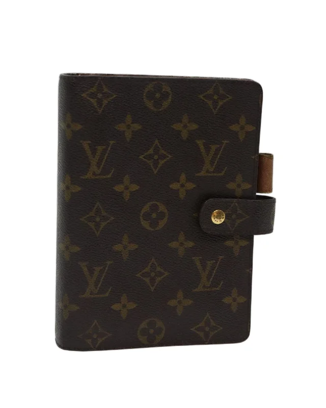 Handle bags with faux fur accents for a cozy and chic winter look-Monogram Canvas Day Planner Cover - LV Authentic