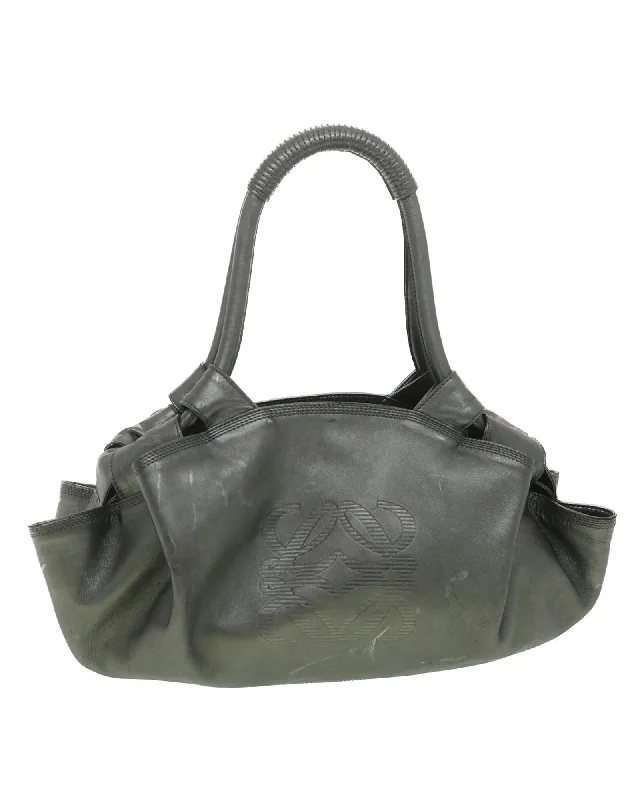 Best handle bags for work with multiple compartments for organization-Gray Leather Shoulder Bag by LOEWE