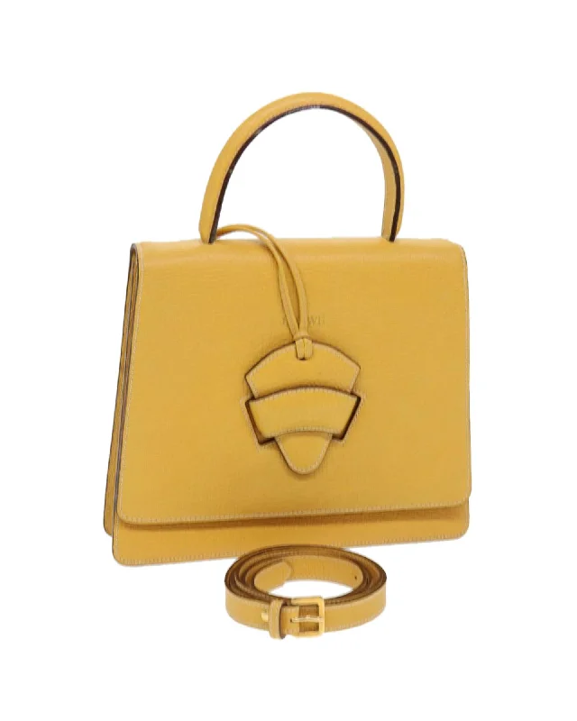 Best handle bags with detachable shoulder straps for convenient wear options-Yellow Leather Loewe Barcelona Hand Bag - Authentic (am4030)