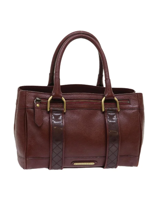 Best handle bags with designer logos for a luxury, high-end appearance-Red Leather Hand Bag - Used Condition