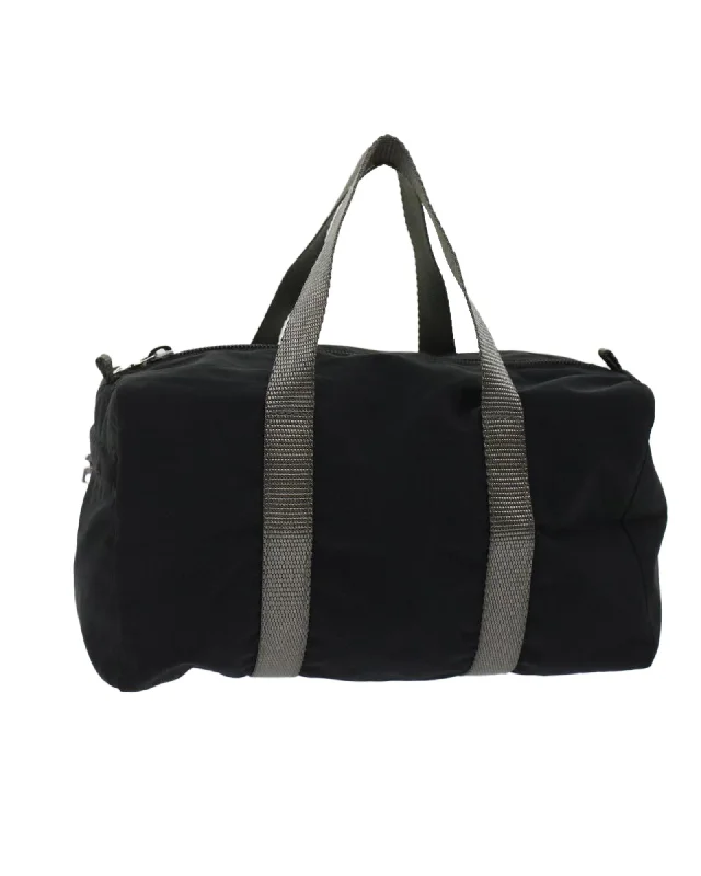 Stylish handle bags with spacious interiors for everyday convenience and style-Black Nylon Sports Hand Bag