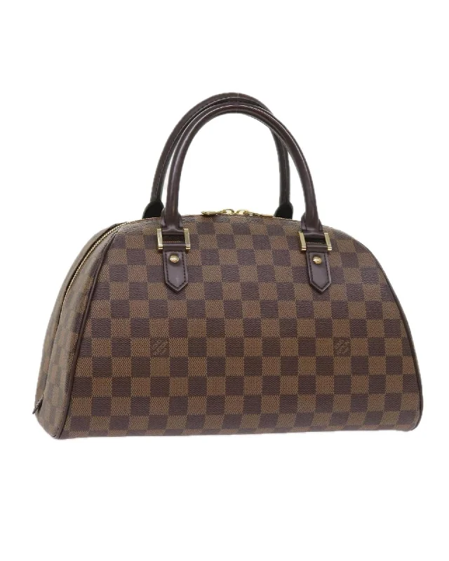 Handle bags with top handles and removable straps for versatile styling options-Damier Ebene Hand Bag with Dust Bag - N41434