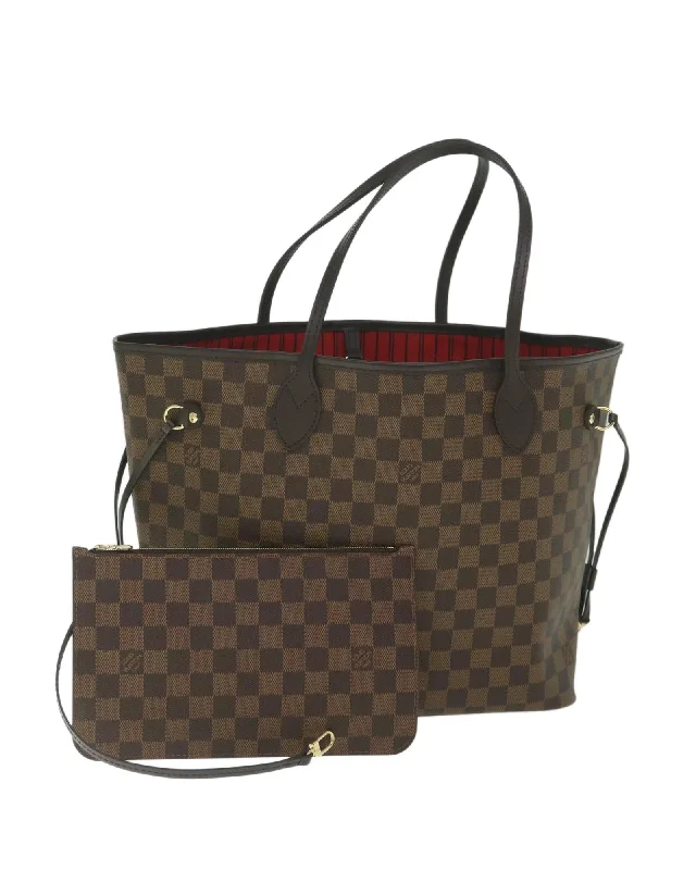 Best handle bags with pebble leather for a textured and durable finish-Designer Damier Ebene Tote Bag with Dust Bag and Pouch