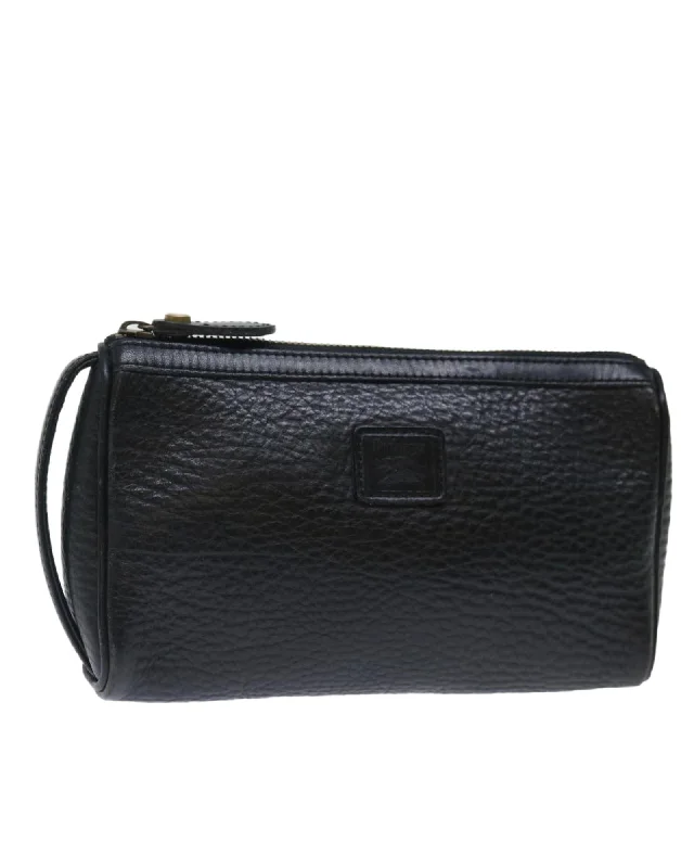 Best handle bags with adjustable handles for customized comfort and fit-Black Leather Clutch Bag with Accessories - Rank C