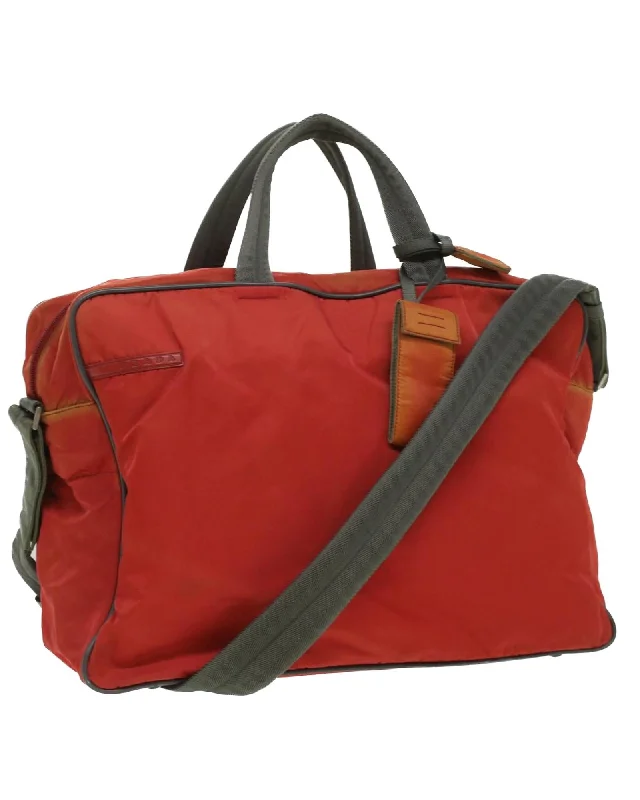 Trendy handle bags with geometric patterns for a modern, artistic look-Red Prada Nylon 2way Hand Bag