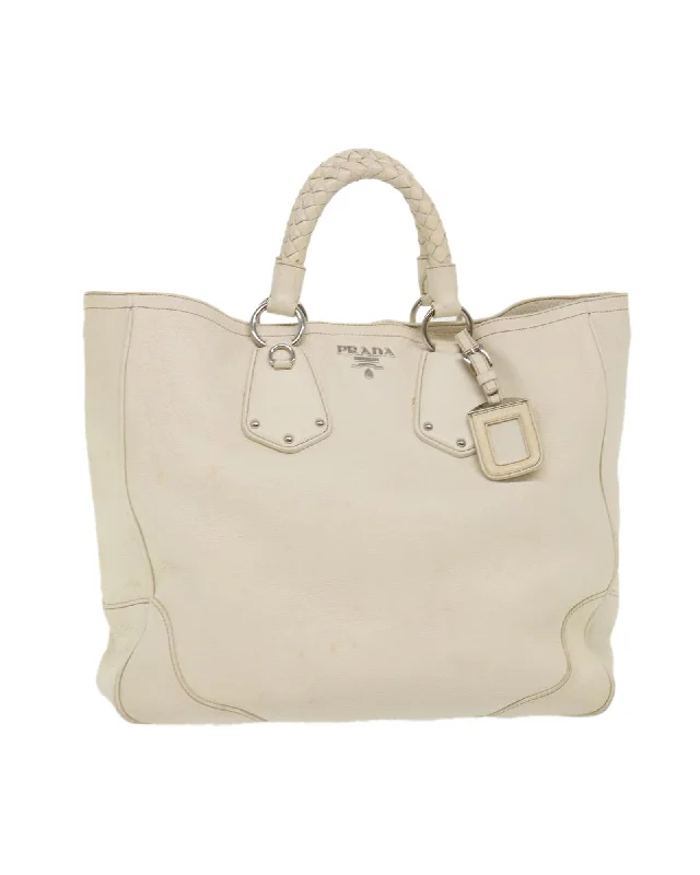 Handle bags with faux leather for a cruelty-free and affordable alternative-White Leather Hand Bag by Italian Designer