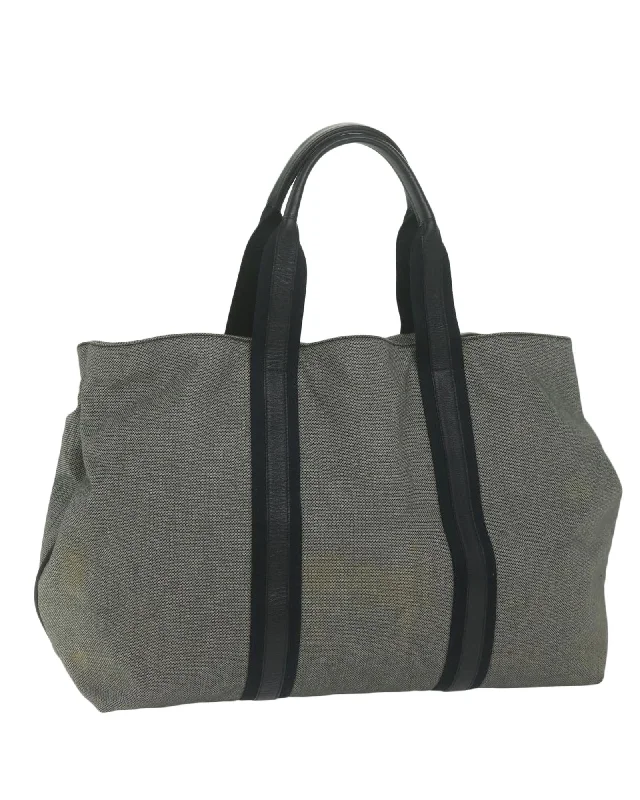 Trendy handle bags with geometric patterns for a modern, artistic look-Gray Canvas Tote Bag with Dust Bag - Italian Made