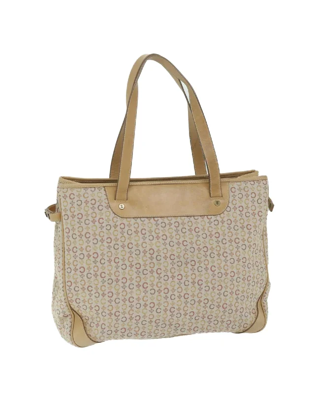 Stylish handle bags with spacious interiors for everyday convenience and style-Beige Macadam Canvas Tote Bag with Accessory