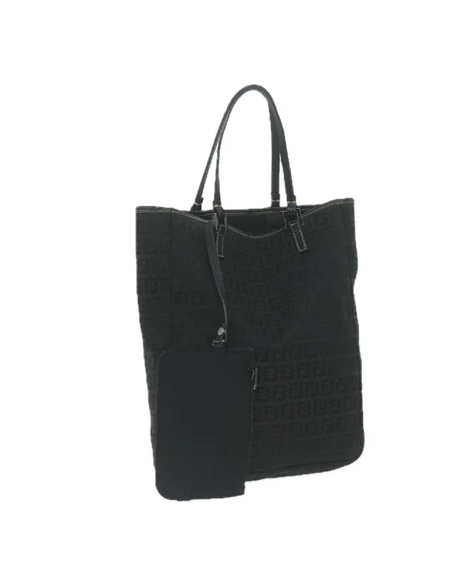 Handle bags with matching shoes for a coordinated, polished look-Black Zucchino Canvas Tote Bag with Pouch