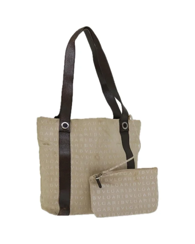 Stylish handle bags with intricate stitching for a detailed and high-quality finish-Canvas Beige Brown Tote Bag