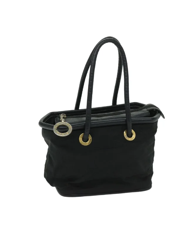 Stylish handle bags with unique zipper designs for a functional, fashionable look-Black Nylon Hand Bag with Scratches - Made in Italy