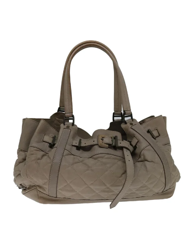 Handle bags with drawstring closures for a secure and practical option-Beige Leather Hand Bag with Accessories