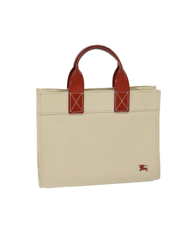 Best handle bags with metallic studs for an edgy, rock-inspired appearance-Canvas Beige Hand Bag - Japanese Made - Rank C