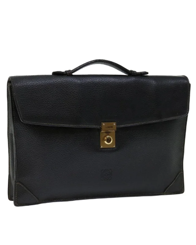 Best handle bags with sporty, casual designs for a laid-back, stylish vibe-Black Leather Hand Bag with Logo Embossment